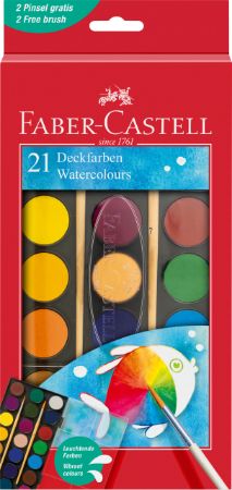 Poza cu ACUARELE 21 CULORI 30MM + PENSULA FABER-CASTELL
