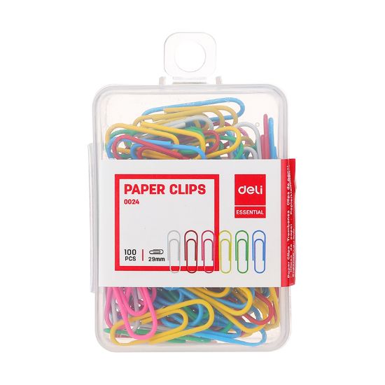 Poza cu AGRAFE METAL 29MM COLOR 100 BUC CUTIE PLASTIC DELI