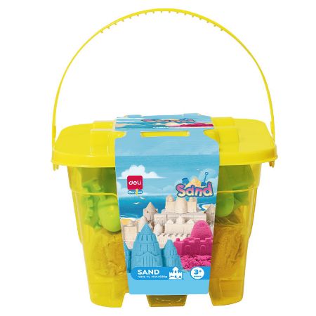 Poza cu NISIP KINETIC GALETUSA 500G + 6 FORME MODELAJ GALBEN DELI