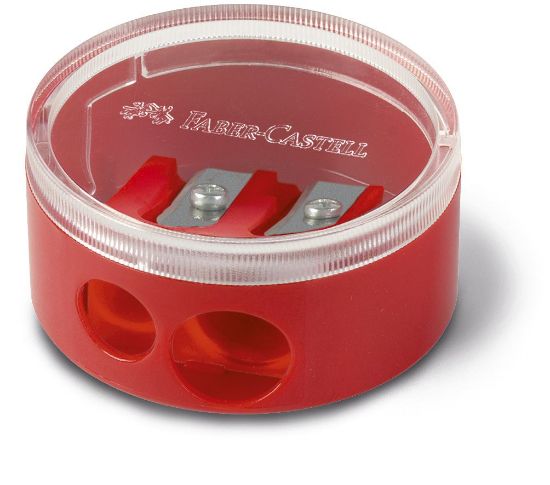 Poza cu ASCUTITOARE PLASTIC DUBLA CU CONTAINER TWIST OFF ROSIE/ALBASTRA