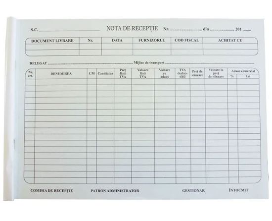 Poza cu NOTA RECEPTIE MODEL VECHI