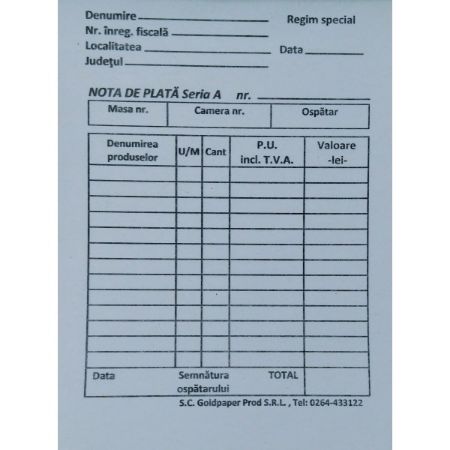 Poza cu NOTA PLATA