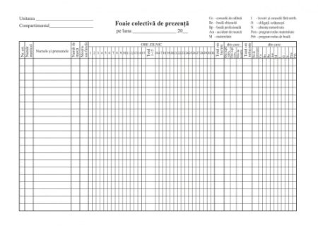 Poza cu FOAIE COLECTIVA DE PREZENTA
