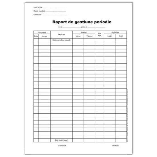 Poza cu RAPORT DE GESTIUNE PERIODIC AUTOCOPIATIV