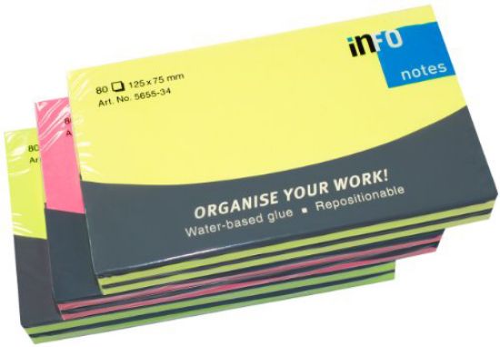 Poza cu NOTES ADEZIV 75*125MM 80 FILE NEON ASORTAT INFO NOTES