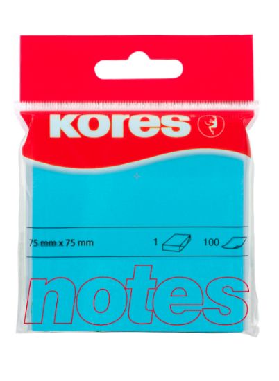 Poza cu NOTES ADEZIV 75*75MM ALBASTRU NEON 100 FILE KORES