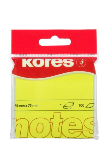 Poza cu NOTES ADEZIV 75*75MM GALBEN NEON 100 FILE KORES