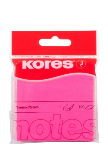 Poza cu NOTES ADEZIV 75*75MM ROZ NEON 100 FILE KORES