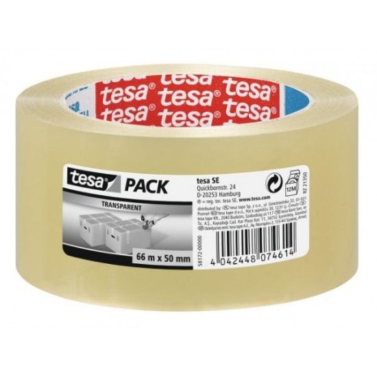 Poza cu BANDA ADEZIVA TRANSPARENTA 66M 48MM ADEZIV CAUCIUC NATURAL TESA