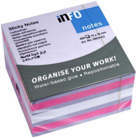 Poza cu NOTES ADEZIV 75*75MM ROZ-VIOLET- ALB 450 FILE INFO NOTES