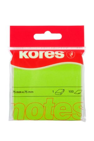 Poza cu NOTES ADEZIV 75*75MM VERDE NEON 100 FILE KORES