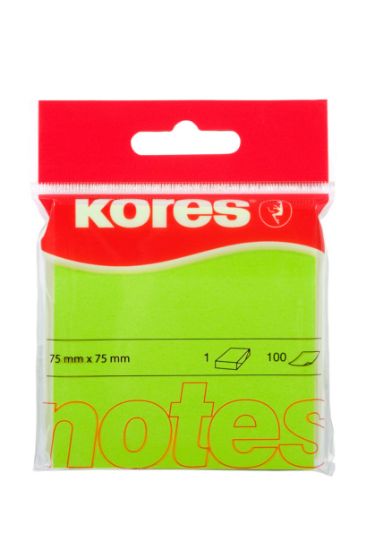 Poza cu NOTES ADEZIV 75*75MM VERDE NEON 100 FILE KORES