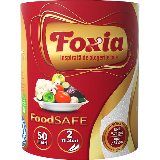 Poza cu PROSOP HARTIE ALB ROLA 2STR 50M FOXIA