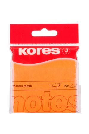 Poza cu NOTES ADEZIV 75x75MM PORTOCALIU NEON 100 FILE KORES
