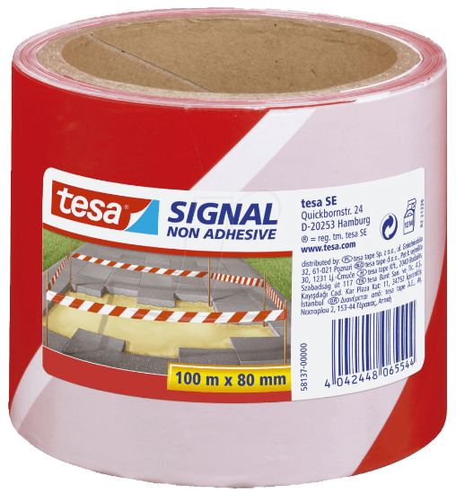 Poza cu BANDA NON ADEZIVA AVERTIZARE ROSU/ALB 100M 80MM TESA