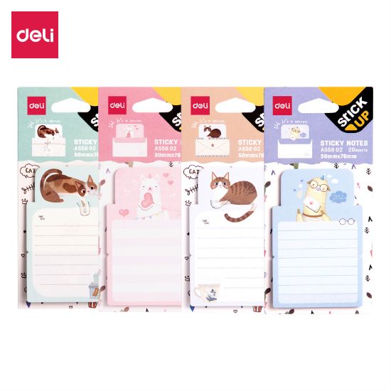 Poza cu NOTES ADEZIV LINIAT ANIMALE 76*50MM 20 FILE DELI