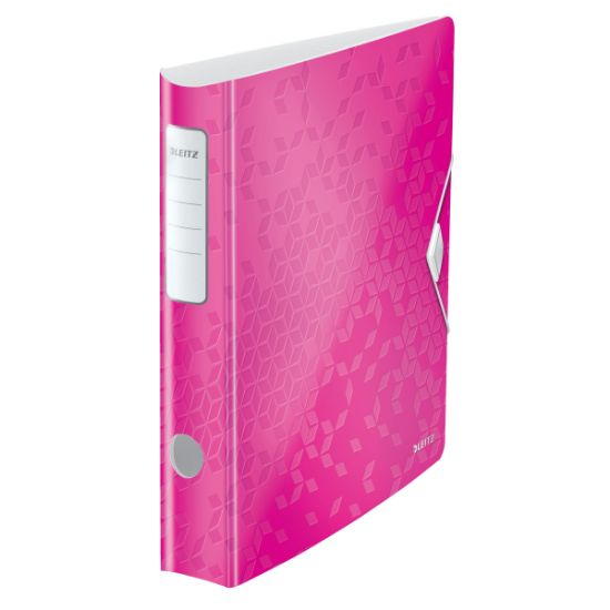 Poza cu BIBLIORAFT PLASTIFIAT 6.5CM 180GRADE ROZ ACTIVE WOW LEITZ