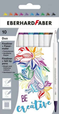 Poza cu CARIOCI 10 CULORI 2 CAPETE (CARIOCA+LINER) EBERHARD FABER