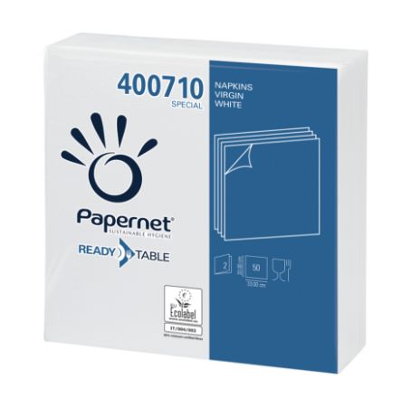 Poza cu SERVETELE DE MASA ALBE 33X33CM 2STR 50/SET PAPERNET