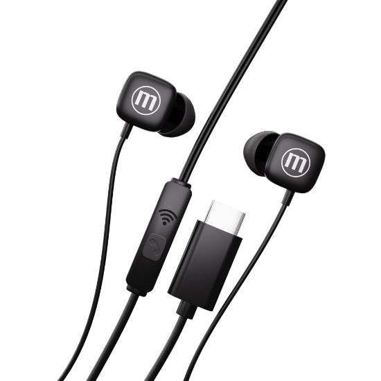 Poza cu CASTI AUDIO CU FIR SI MICROFON SQUARE USB-C NEGRE MAXELL