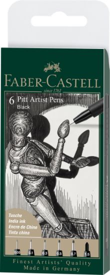 Poza cu PITT ARTIST PEN SET 6 BUC 0.05, 0.1, 0.3, 0.5, 0.7, 0.15 FABER-CASTELL