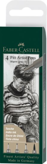 Poza cu PITT ARTIST PEN SET 4 BUC GRI CALD FABER-CASTELL