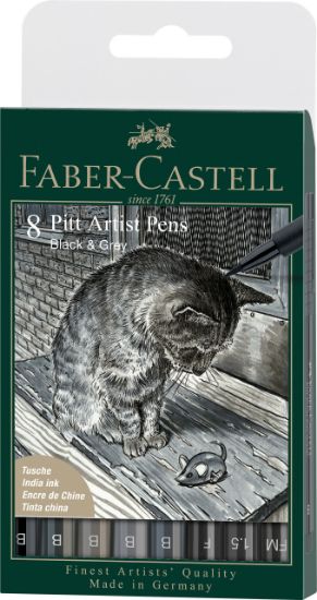 Poza cu PITT ARTIST PEN SET 8 BUC NEGRU & GRI FABER-CASTELL