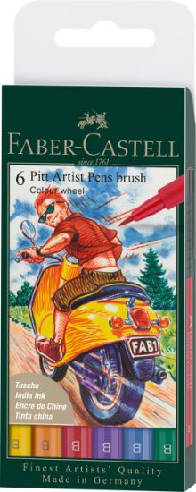 Poza cu PITT ARTIST PEN SET 6 BUC CULORI DE BAZA 2022 FABER-CASTELL
