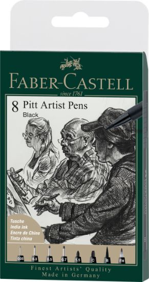 Poza cu PITT ARTIST PEN SET 8 BUC NEGRU 2022 FABER-CASTELL
