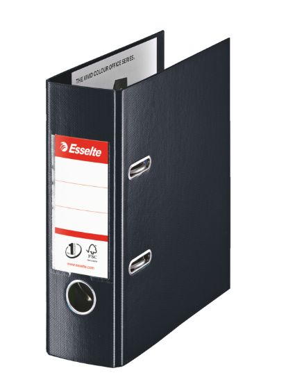 Poza cu BIBLIORAFT PLASTIFIAT INT-EXT A5 7.5CM NEGRU NR1 POWER ESSELTE