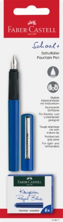 Poza cu BLISTER STILOU SCOLAR ALBASTRU + 6 CARTUSE FABER-CASTELL