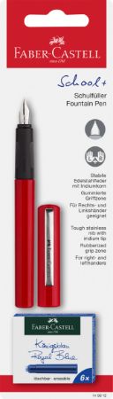 Poza cu BLISTER STILOU SCOLAR ROSU + 6 CARTUSE FABER-CASTELL
