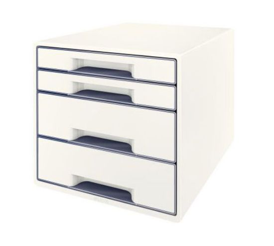 Poza cu CABINET 4 SERTARE ALB/GRI WOW LEITZ