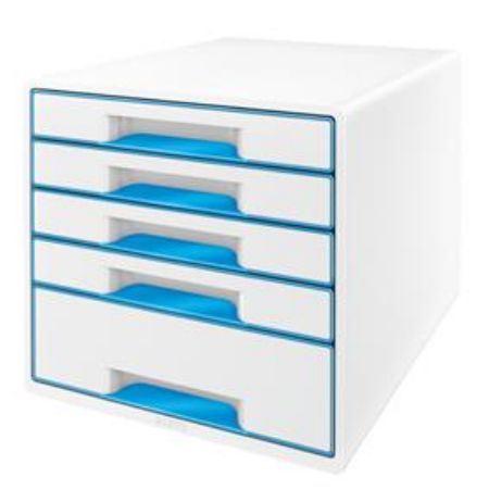 Poza cu CABINET 5 SERTARE ALB/ALBASTRU WOW LEITZ
