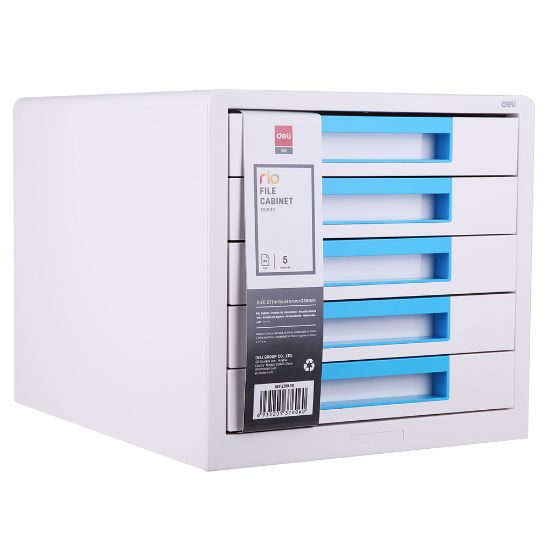 Poza cu CABINET 5 SERTARE ALB/BLEU DELI