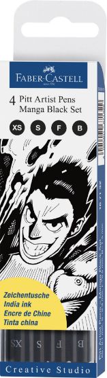 Poza cu PITT ARTIST PEN MANGA SET 4 NEGRU FABER-CASTELL