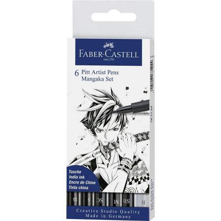 Poza cu PITT ARTIST PEN MANGA SET 6 NEGRU FABER-CASTELL