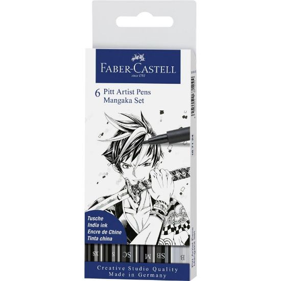 Poza cu PITT ARTIST PEN MANGA SET 6 NEGRU FABER-CASTELL