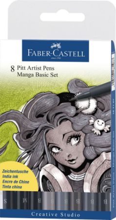 Poza cu PITT ARTIST PEN MANGA SET 8 BUC DE BAZA FABER-CASTELL