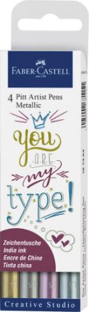 Poza cu PITT ARTIST PEN SET 4 BUC METALIZATE FABER-CASTELL