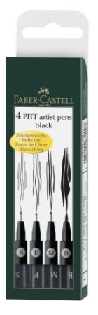 Poza cu PITT ARTIST PEN SET 4 BUC NEGRU FABER-CASTELL