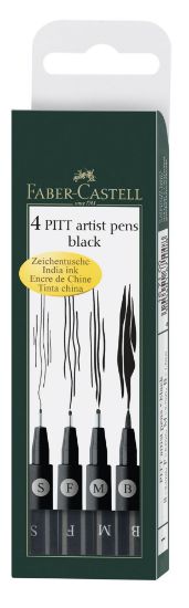 Poza cu PITT ARTIST PEN SET 4 BUC NEGRU FABER-CASTELL