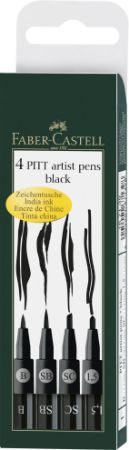 Poza cu PITT ARTIST PEN SET 4 BUC NEGRU FABER-CASTELL