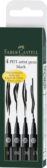 Poza cu PITT ARTIST PEN SET 4 BUC NEGRU FABER-CASTELL