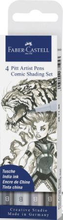 Poza cu PITT ARTIST PEN SET 4 COMIC GRI FABER-CASTELL