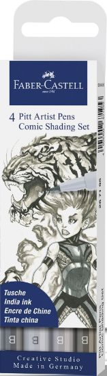 Poza cu PITT ARTIST PEN SET 4 COMIC GRI FABER-CASTELL