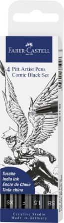 Poza cu PITT ARTIST PEN SET 4 COMIC NEGRU FABER-CASTELL