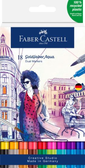 Poza cu MARKER SOLUBIL 2 CAPETE SET 18 BUC GOLDFABER FABER-CASTELL