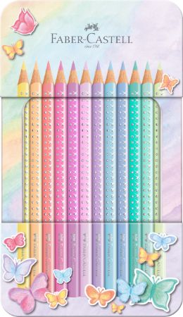 Poza cu SET CADOU 12 CREIOANE COLORATE PASTEL SPARKLE FABER-CASTELL