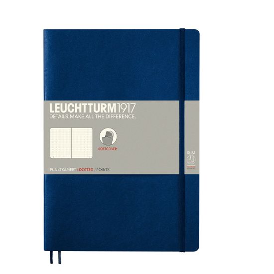 Poza cu CAIET B5 PUNCTAT COPERTA FLEXIBILA ALBASTRU NAVY LEUCHTTURM